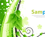 Green Floral Greeting Card Vector I